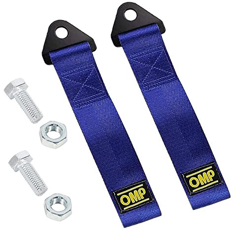 2 Piezas Correa de Remolque Universal, Exsbtay® Correa de Remolque Profesional, Correas de Nylon Remolque, para Parachoques Delantero y Trasero, Cuerda de Remolque Universal Racing (Azul)