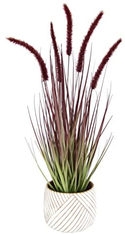 Künstliches Fuchsschwanzgras mit Übertopf Gras Kunstpflanze Kunstgras Ziergras Grünpflanzen Dekogras Grasbüschel Ziergras Solitärgras Deko Borstenhirse Süßgräser Federborstengras Lampenputzergras