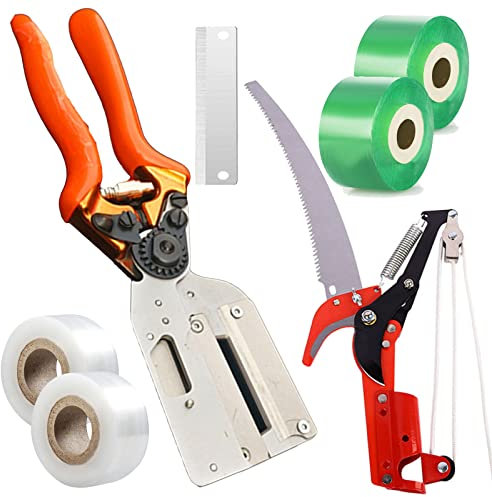 Pfropfen Werkzeug Kit Pfropfschere Garten Professional Garten Veredelungsschere mit SK5 Klinge Ersatzmesser Pfropfband für Blumen Baum Pflanzenzweige Obstbäume Zweige Grafting Tool