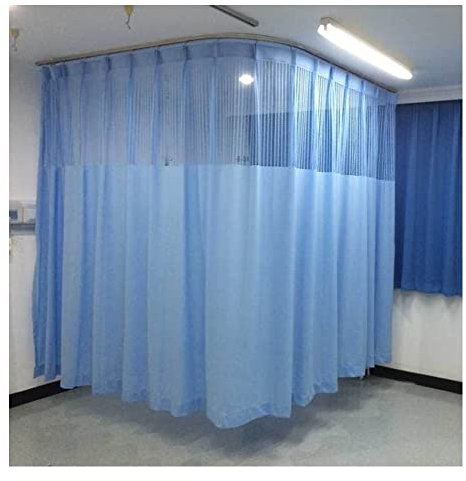 Rygcrud Krankenhaus Sichtschutzvorhänge für Raumteiler/Trennwände, Biegbares Schienensystem, Belüftungstuch - mit Mesh-Oberteil, Kabine für Schönheit Salon Labor SPA (Farbe : Blau, Größe : 6 * 2.7m)