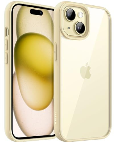 JETech Case for iPhone 15 Plus 6.7-Inch, Shockproof Phone Bumper Cover, Solid Color Matte TPU Frame, Anti-Scratch Clear Back (Yellow)