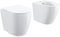 Sanitari filomuro ceramica bianco lucido vaso rimless copriwc soft-close e bidet Mod. Europa Small