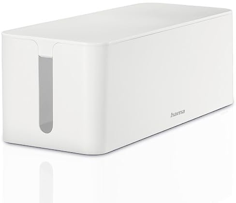 Hama Boîte pour câbles Maxi (Boite Rangement pour Cables chargeurs et multiprises, boitier Cache câbles 40x15,5x13,5cm, Pieds en Caoutchouc) Blanc