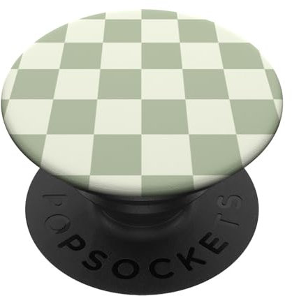 Classic Checkered Checker Checkerboard Light Sage Green PopSockets Adhesive PopGrip