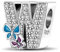 Symretie Damen 925 Sterling Silber Charms Anhänger Buchstaben W Beads Charms Kompatibel mit Europäischen Armbänder und Halskette