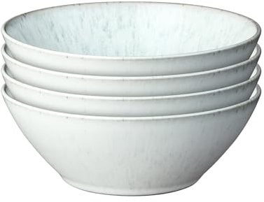 Denby - Kiln Green Cereal Bowl Set of 4-530ml Capacity, 16.5cm - Dishwasher & Microwave Safe Crockery - Tranquil & Soft Glaze Effect - Versatile Piece - Ceramic Stoneware - Chip & Crack Resistant