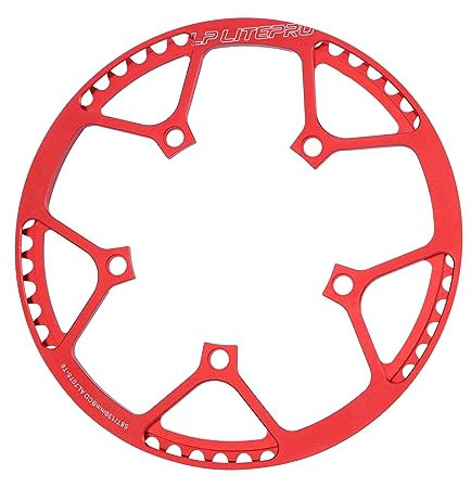 YLME Plato Bicicleta, 130 BCD Single Disc Narrow Wide Plato con Cubierta Protectora para Bicicleta Monovelocidad, Bicicletas De Carretera Bicicleta Plegable BMX,Rojo,58T