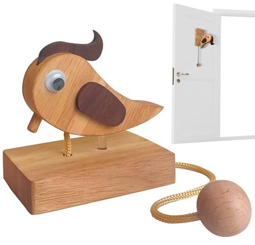 Woodpecker Doorbell,Bird Door Bell Chime,Wooden Woodpecker Door Knocker,Toy Doorbell,Doorbell Wired,Interesting Little Pendant for the Doorway,Suitable for Bedroom Doors,Shop Doors,Home Entrances.