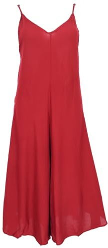 GURU SHOP Boho Jumpsuit, Knöchellanger Sommer Overall, Hosenkleid - Weinrot, Damen