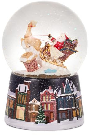Schneekugel Geschenk zum Geburtstag, Sammlerstück Echtglas Schneekugel mit Musik Weihnachtsmann kommt in die Stadt für Mutter, Oma, Ehefrau, Tochter und Enkelin