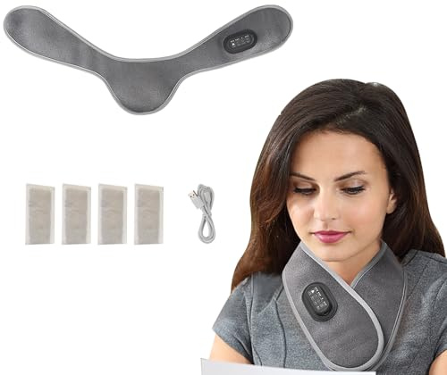 Heizkissen für Nacken, Wiederaufladbar Wärmekissen Nacken Schulter mit Vibration, Nackenmassagegerät Nackenwärmer, Schnelle Erwärmung