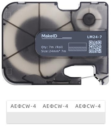 MakeID Self-Laminating Wire Wrap, PE Labels with Ribbon Cartridge for Datacom Cables, Black on White - for P31 Industrial Label Makers, 0.94 W, 22.96ft/Roll