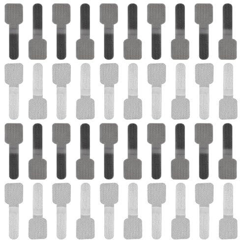 40pcs Adhesive Cable Ties, Hook and Loop Cable Clips Straps Multi-Functional Cord Organizer for Home Office Appliances Cord Wrap Desk Wire Fastener Keeper Management (Gray White)