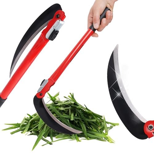 Bauster® Hochwertige Grassichel Klappbare Sichelsense Scharf Sickle 40 cm Handsensen, kleine Sensen Grasschneider Sichel Geschmiedet zum Mähen von Gras Gartenpflege Survival