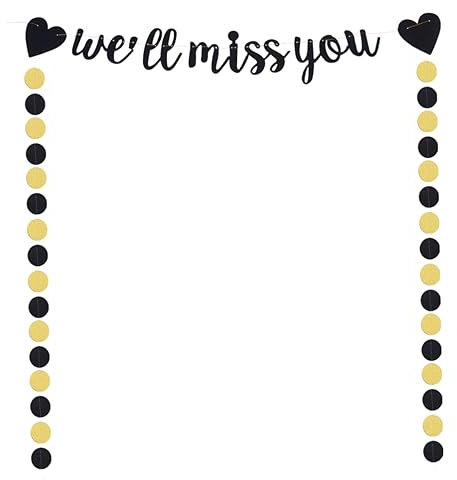 KOMBIUDA 3stücke Teiliges We Will Miss You Banner Dekorative Pull Flag Für Abschiedsfeiern Ruhestand Und Junggesellenabschied Schwarzes Letter Banner Schwarze Und Goldene Punktgirlanden