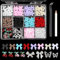 Yeomju 3D lazos uñas encantos, color rosa blanco rojo negro lazos flores perlas uñas encantos, colores mezclados uñas encantos mariposa cereza aleación plata