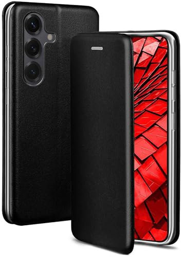ONEFLOW Business Case für Samsung Galaxy S25 Plus Handyhülle klappbar mit Standfunktion, Klapphülle Flipcase Cover Dünn, PU Leder Hülle mit Kartenfach, 360 Grad Schutzhülle, Schwarz