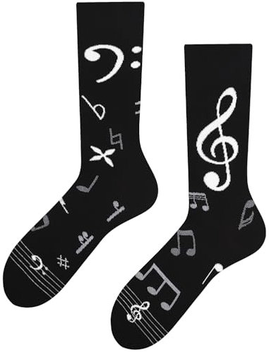 TODO Lustige Bass Noten Socken Herren, Musiknoten Socken mit Bassschlüssel 43-46