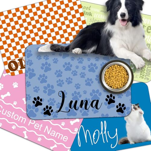 Futternapf Unterlage Hund Personalisiert Napfunterlage Katzen mit Namen Foto rutschfeste Gummi Unterlage Geschenk für Haustier,Stil 2