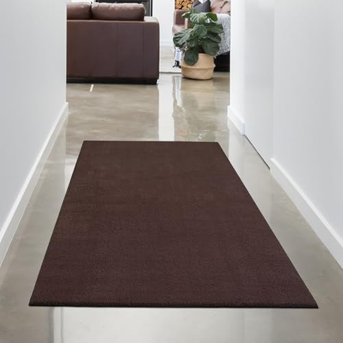 CARPETIA Teppich Flurteppich Brücke Gang Läufer Wohnzimmerteppich Gästezimmerteppich Jugendzimmer rechteckig Unicolor in braun 80 x 150 cm