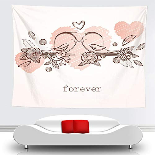 Wandteppich Orange Braun Herz Wandtuch Polyester Stoff Wand Deko Schlafzimmer Wohnzimmer Wandteppiche Waschbar Wandbehang Wiederverwendbar Wandtücher 150x100 cm