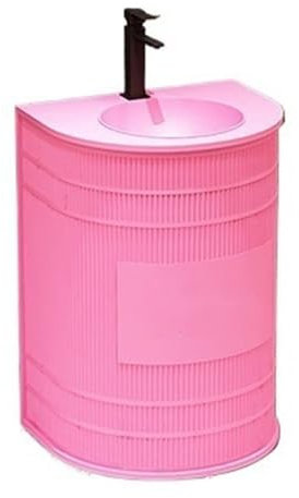 CAFIEDR Lavandino da Bagno Creativo, lavabo a Colonna in Metallo con Rubinetto e Kit di Scarico, lavabo da Bagno Indipendente a Forma di D, mobiletto da Bagno in Stile (Rosa A)