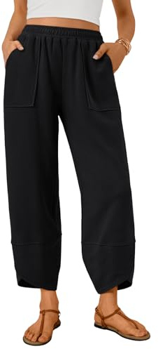 Trendy Queen Women's Wide Leg Pants Barrel Sweatpants Black M