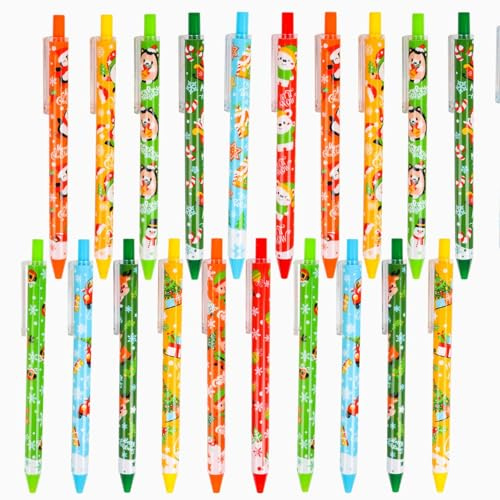 VEYLIN Weihnachten Multicolor kugelschreiber，36Stück Kugelschreiber，Weihnachtsmann Tintenroller，Einziehbarer Shuttle Stift für Schulen, Büros, Kinder