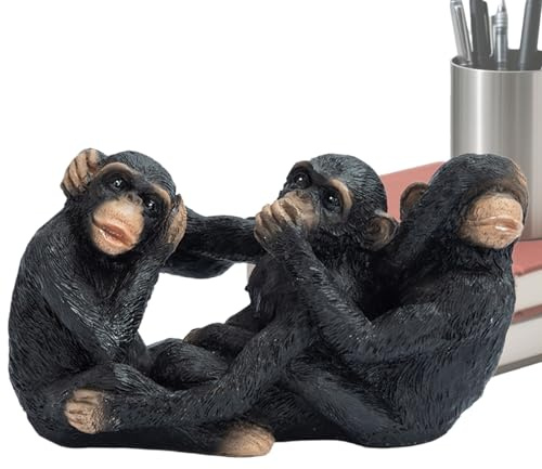Generisch Deko Affen Figur | DREI Weise Affen Resin Skulptur Für Tisch | Dekorative Tierfigur Für Haus Schreibtisch Tisch Balkon Wohnzimmer