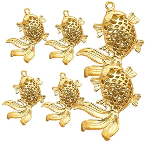 TOYANDONA Goldfisch Anhänger Feine Details 6 Stück im Vintage Stil aus Messing Praktischer Schlüsselanhänger für Selbstgemacht Schmuck und Auto Zubehör
