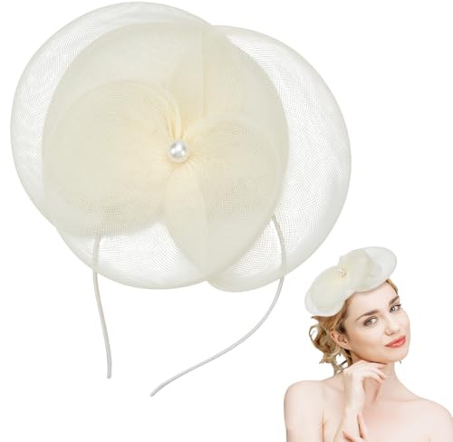 nbeads 1 Set Fascinator Hüte Für Damen, Fascinator Hut Aus Organza Mit Blumennetz Und Haarreif Und Clip Kopfbedeckung Für Teepartys Hochzeiten Und Cocktailveranstaltungen, 140x118x5mm