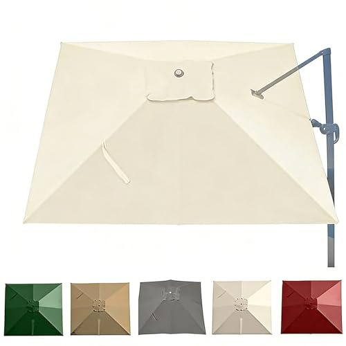 Telo Ricambio Ombrellone 8 Stecche Quadrato, Copertura Superiore per Ricambio Telo Ombrellone Braccio Laterale, Anti-UV(Beige,3x3m(10x10ft))