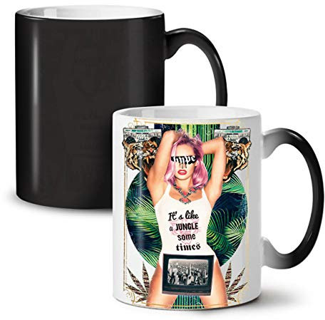 Es ist Mögen Dschungel Mode Farbwechselbecher, Hype Tasse - Großer, Easy-Grip-Griff, Wärmeaktiviert, Ideal für Kaffee- und Teetrinker von Wellcoda