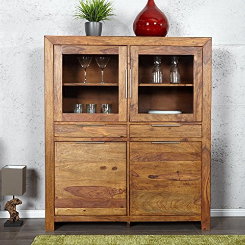 cagü - Exklusive VITRINE [SATNA] SHEESHAM MASSIV Holz 140cm x 120cm, NEU!