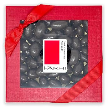Rita Farhi Dark Chocolate Coated Almonds in a Luxury Gift Box 210g - New Palm Oil Free Recipe