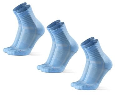 DANISH ENDURANCE Cushioned Running Socks for Long Distances, Anti-Blister, for Men & Women, Unisex, 3 Pack, Light Blue, 3-5
