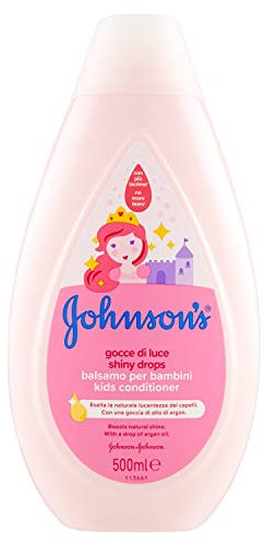 Johnson's Baby Gocce di Luce Balsamo Bambini con Proteine della Seta e Olio di Argan, Balsamo delicato con formula Non Più Lacrime, Balsamo capelli bambini senza solfati, sapone e coloranti, 500 ml