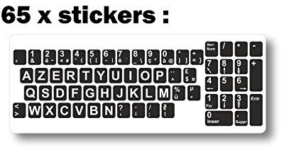 Akachafactory Autocollant Sticker Vinyl Clavier azerty Pas Transparent mais Noir