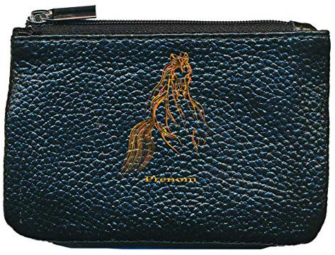 Syl'la Cheval Orange Personnalise Petit Porte Monnaie en Cuir Porte cles Noir pour Femme