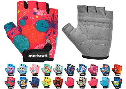 meteor Guanti da Ciclismo da Bambino con Corto Mezze Dita - Guanti da Ciclista per Bambini - Sicurezza Accessori - Mano Protect