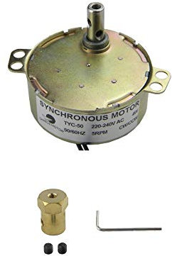 CHANCS Moteur synchrone TYC-50 220V 5-6RPM Moteur de plateau tournant avec connecteur d'accouplement flexible de 7 mm Moteur électrique Boîte de vitesses de plateau tournant pour four à micro-ondes