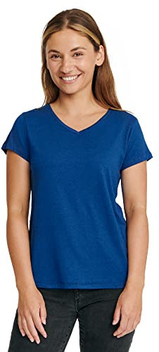 DANISH ENDURANCE Maglietta in Cotone Biologico, T-Shirt a Mezze Maniche, Morbida, Premium, da Donna, Scollo a V - Blu Chiaro, S