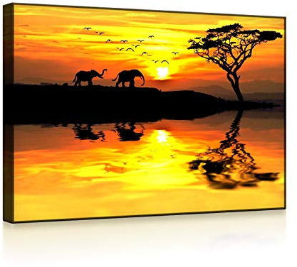 lightbox multicolor | LED Leuchtbilder | Elefanten in afrikanischer Steppe | 100x70 cm | Front Lighted