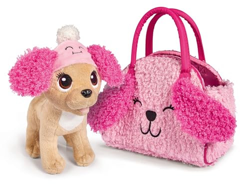 Simba 105893510 - Chichi Love Fluffy Friend, Chihuahua Plüschhund mit Flauschiger Mütze und passender Tasche, 20cm, ab 3 Jahre