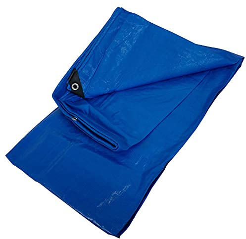 Yerd Abdeckplane, Metallösen mit verstärkten Eck-Ösen, Industrie-Plane, Gewebeplane, Schutzplane aus Polyethylen, wasserdicht, schimmelresistent (6 x 10m (140 g/m²), Blau)
