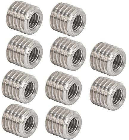 10 PCS Gewindeeinsatz, Gewindeminderungsmutter aus Edelstahl, Gewindebolzen mit Innengewinde M6 X 1.0 und Außengewinde M10 X 1.5 Zur Gewindereparatur