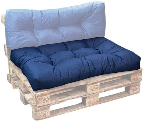 bananair - Palettenkissen Outdoor 120 x 80 cm Bequem - Robuster, UV-beständiger & Wasserabweisender Stoff - Ideal für Europaletten, Palettenmöbel, Palettensofa (Sitzkissen, 120 x 80 cm, Blau)