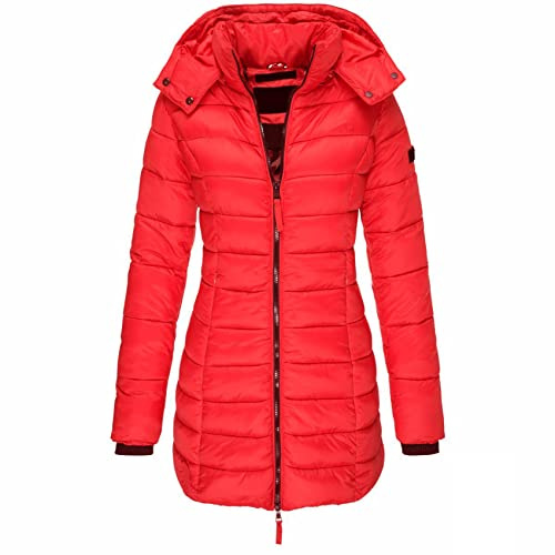 Earnmore Veste MatelasséE en Coton pour Femmes d'hiver, Veste MatelasséE Mi-Longue AjustéE pour Femmes, Veste MatelasséE en Duvet Chaud