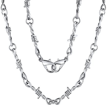 Barbed Wire Necklace Punk Gothic Thorns Metal Chain Hip Hop Accessories Jewellery for Men