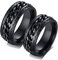 ANAZOZ 2 Stück Eheringe Paarpreis Edelstahl 8mm Kette Design Drehbar Eheringe Trauringe Damen Ringe Herren Ringe Schwarz Ringe Set Zart mit Kostenlos Gravur Frau:67 (21.3) & Mann:65 (20.7)